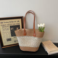 New woven bag large capacity tote bag simple versatile shoulder bag casual travel commute tote bag women's bag