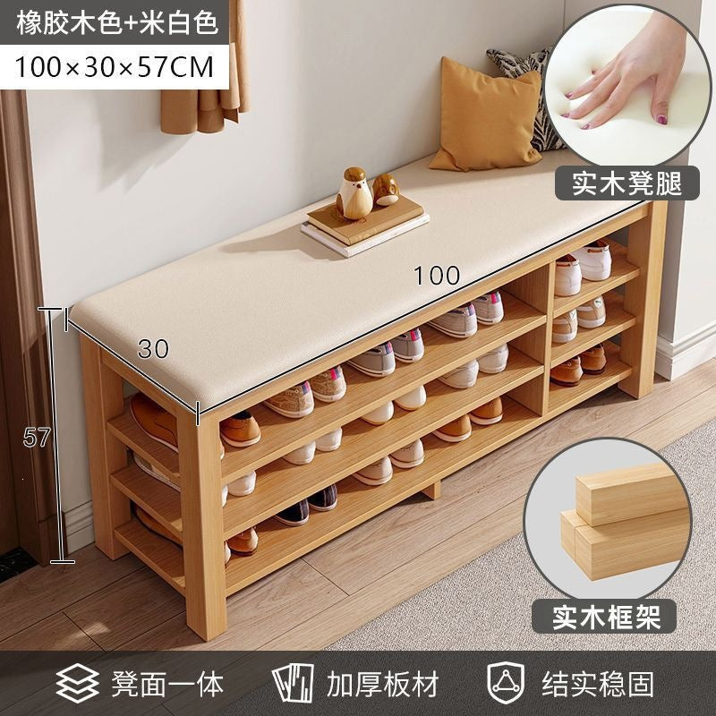 Solid wood leg shoe changing stool for home door can sit storage scandinaviancasual shoe stool small apartment entrance stool