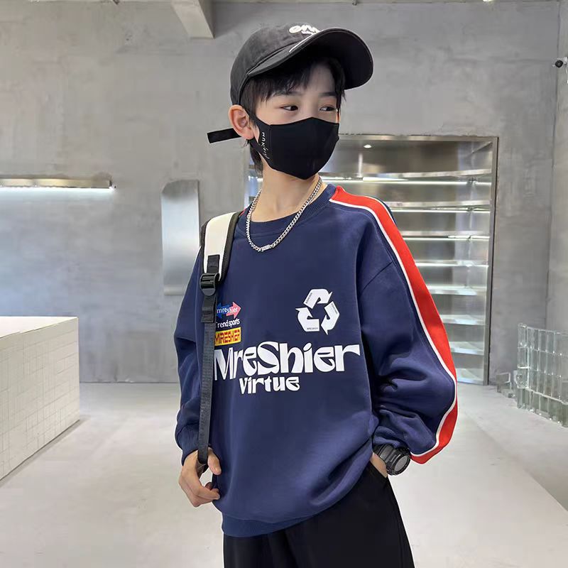 Boys' long-sleeve crew neck t-shirt - new spring/autumn  collection - stylish, casual base layer/sweatshirt for mid-to-large children - korean style