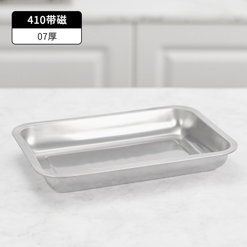 Stainless steel plate tray rectangular cold dish plate dinner plate dumpling plate household fish plate commercial barbecue square plate