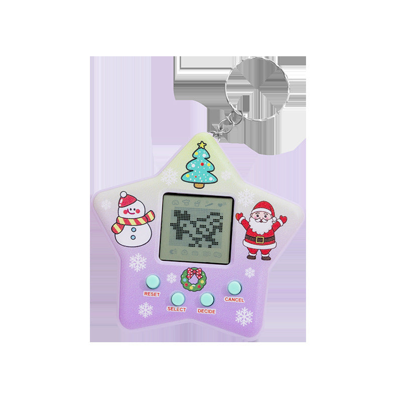 Five-pointed star pet feeding game console kids educational digital toy creative retro keychain pendant