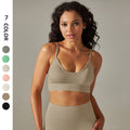 New arrival seamless knittingsexy back yoga clothes thin shoulder strap sports bra bubble wrap push-up fitness vest