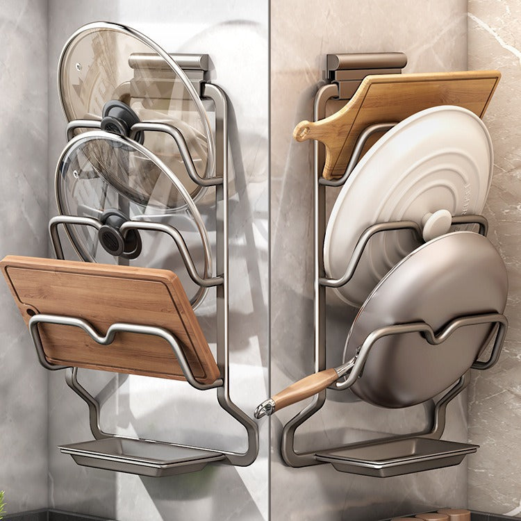 Pot lid rack No punching Wall-mounted kitchen rack Multifunctional cutting board cutting board rack Multi-layer household storage shelf