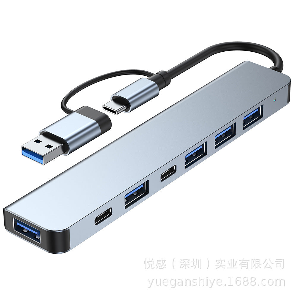 Factory direct sales type c hub seven-port eight-in-one laptop tablet usb expansion hub splitter