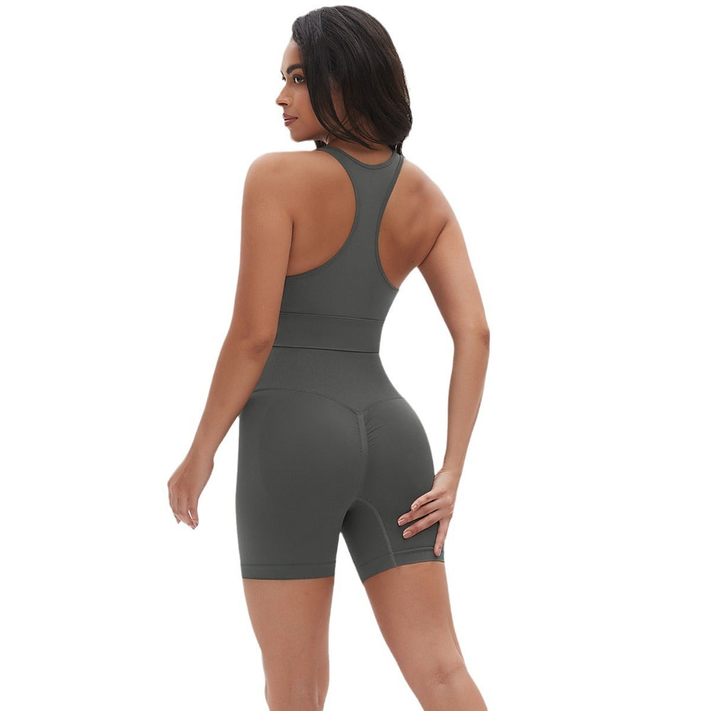 New quick-dry racerback sports bra and high-waisted butt-lifting tight shorts workout set - seamless yoga outfit for women (european & american style)