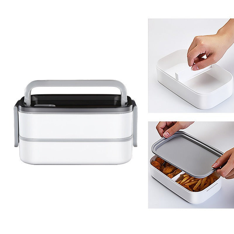 304 stainless steel thermal insulation double-layer lunch box packing and sealing fresh-keeping box grid bento box office worker portable lunch box