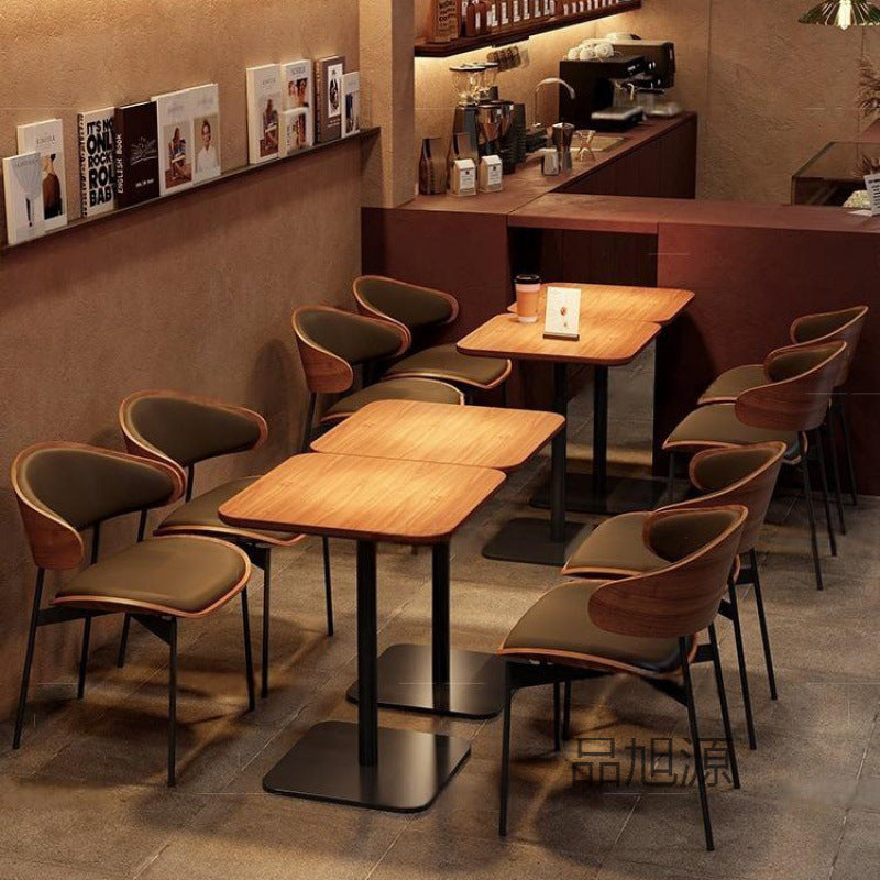 American restaurant retro imitation solid wood dining table and chair combination creative cafe leisure table and chair lounge area negotiation table and chair