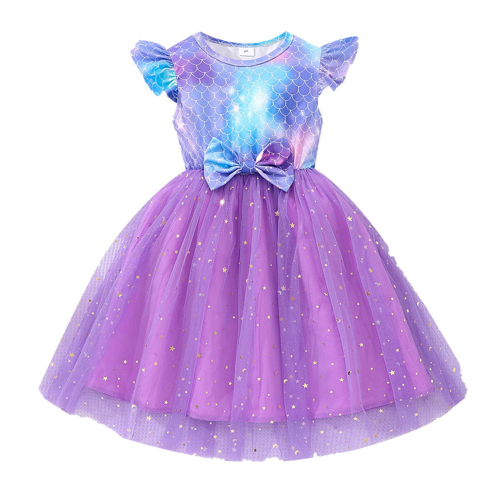 Girls' (toddler) dress, summer flutter sleeve fish scale mesh