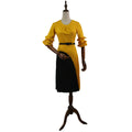 supply   african plus size women's clothing bell sleeves color matching dress one piece dropshipping