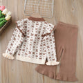Girls' knitted sweater two-piece set -  autumn/winter new collection - bowknot detail, crew neck cardigan & knit sweater set for little girls