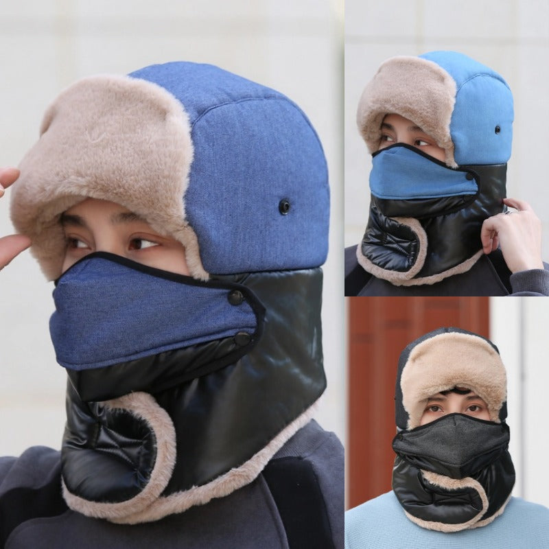 Cowboy cold hat men's outdoor riding protection Bray front hat windproof ear protection warm hat thickened ski riding artifact
