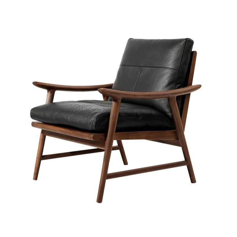 Solid wood sofa chair for home living room dining room leisure chair retro single armchair balcony lazy sofa hank chair