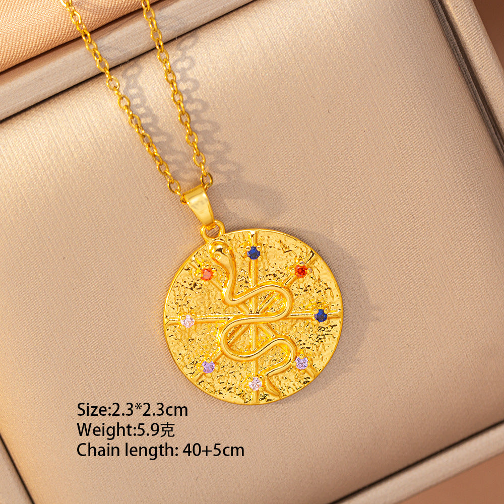 [copper inlaid with zirconium] cross-border hot-selling snake-shaped necklace for women, personalized fashion stainless steel elegant accessible luxury clavicle chain jewelry