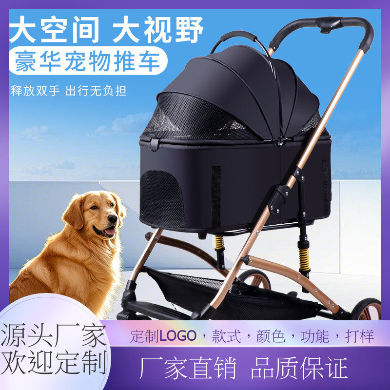 Pet stroller for dogs and cats - portable, foldable, lightweight, and large capacity cat carrier for small to medium breeds