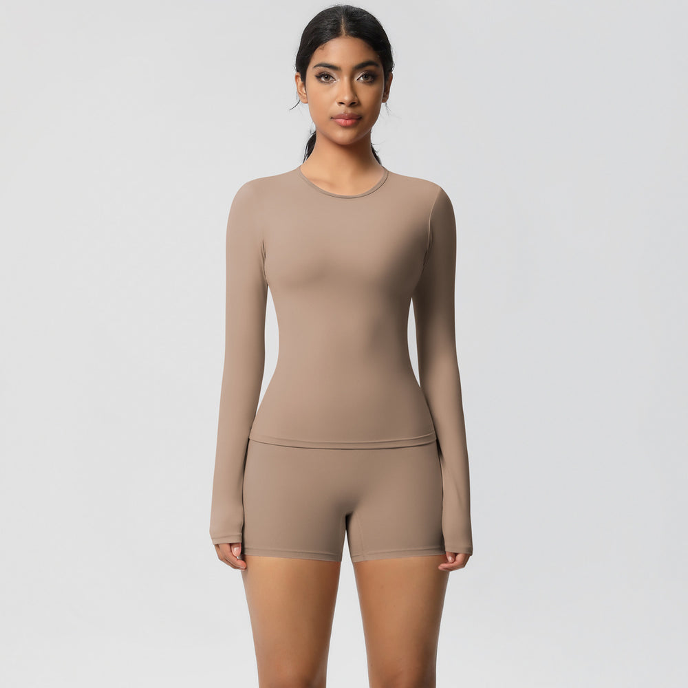 new arrival: seamless, barely-there long-sleeve t-shirt yoga set - quick-dry, breathable, outdoor running & fitness apparel