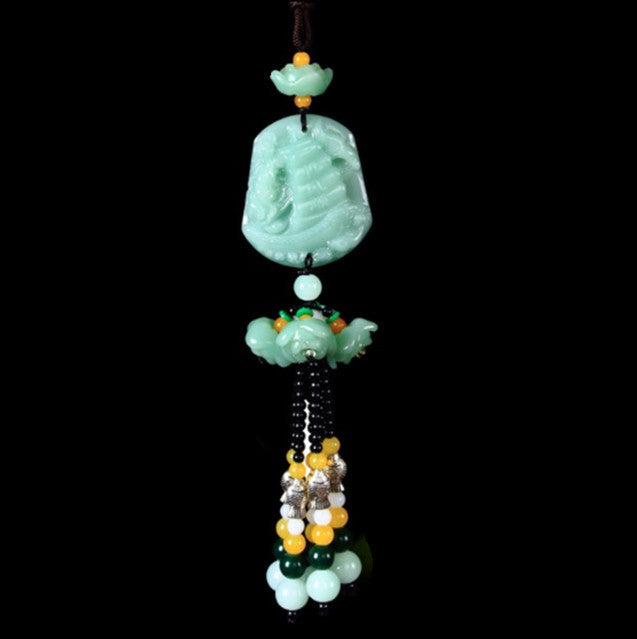 Car pendant car rearview mirror lotus entry and exit safe pendant car interior decoration supplies collection nafu hanging ornaments