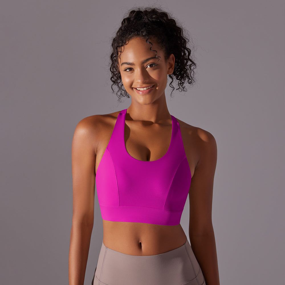 New arrivalsexy back sports intimates high-strength fixed cup yoga bra seamless back buckle bubble wrap fitness vest
