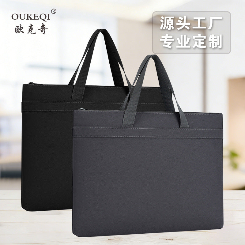 A4 oxford cloth document bag - canvas briefcase for men, student portfolio, conference bag, business document bag - custom logo available