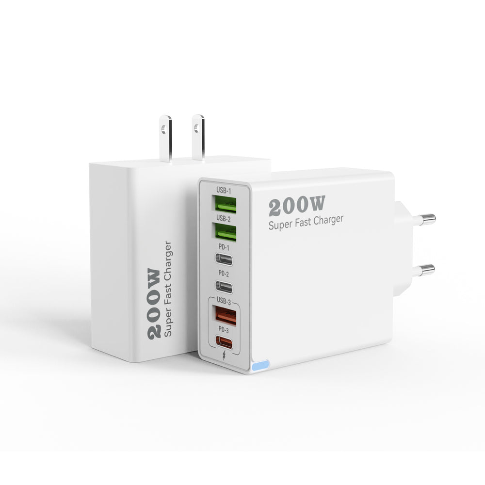 200w multi-port charger 3usb+3pd direct charging fast charging european and american regulations full protocol pd european regulations charging head