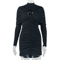 Fashion styleexport design trendy women's clothingsexycut out hip skirt slim fit turtleneck long sleeves western style short dress