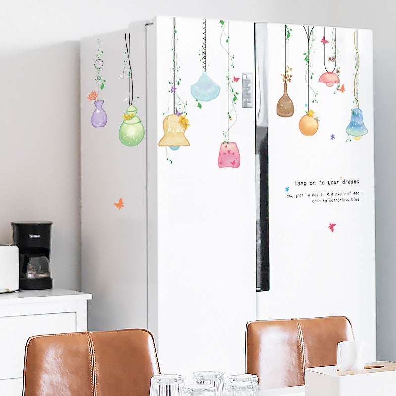 Wall sticker new hand-painted chandelier pendant shell romantic entrance bedroom bedside background decorative wall sticker SK7199