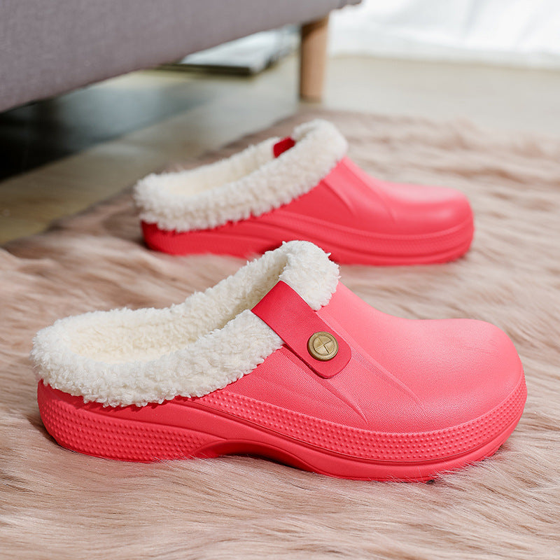 Foreign trade cotton slippers men's winter indoor couple bag heel velvet stepping on shit thickened warm cotton shoes snow boots