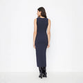 new arrivalsense of design side waist twist slit hip skirt round neck sleeveless button elegantknittingdress for women