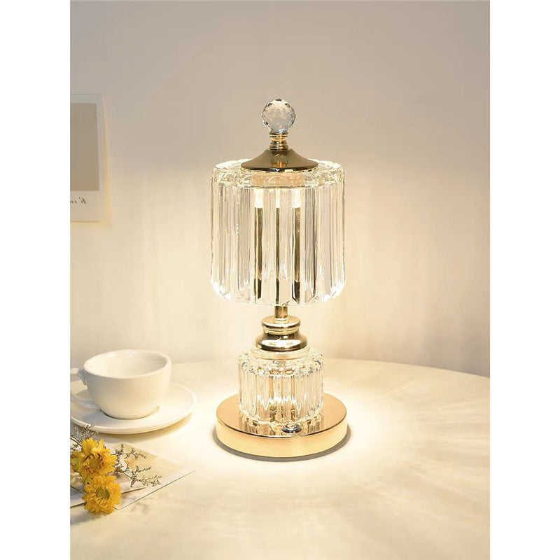 Luxury table lamp bedroom bedside lamp -  new trendy, high-end crystal ambient rechargeable night light