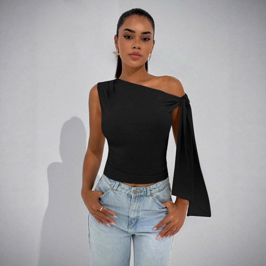 summer new arrivals: european and american fashion street style slim-fit tie-up sleeveless top for women