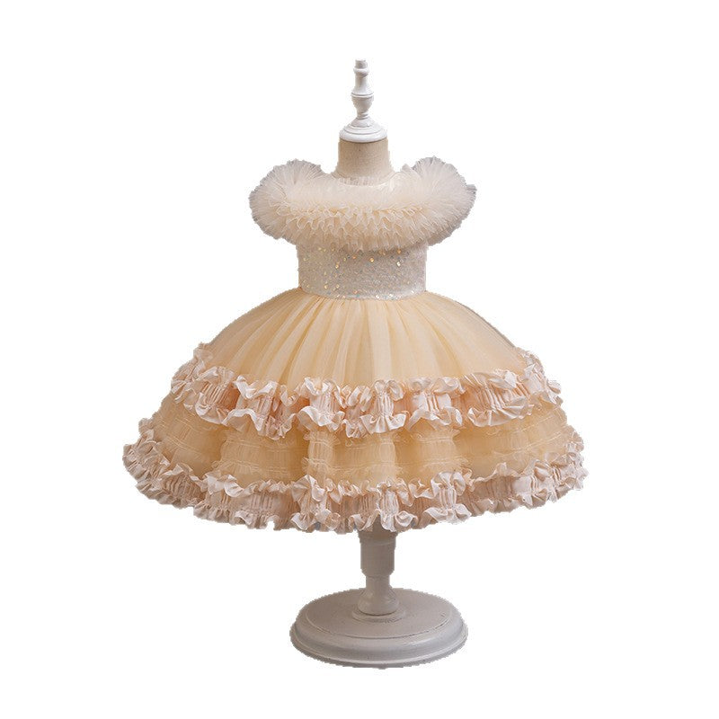 Girls' summer formal dress - european & american style flower girl wedding dress, princess tutu, children's host, piano performance dress