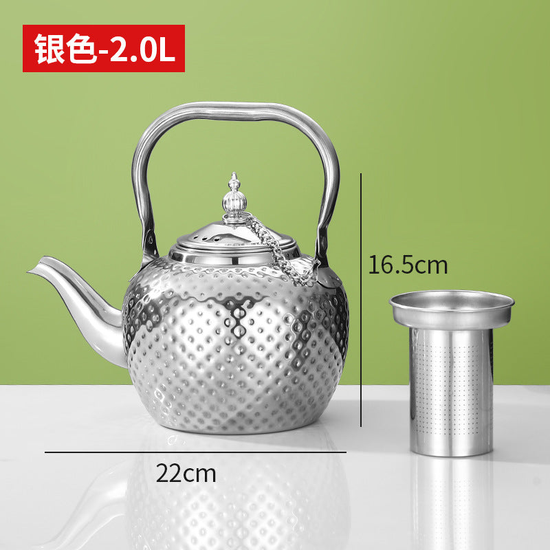 Bobo kettle cross-border hammered stainless steel old-fashioned teapot middle eastern spherical water kettle handle with filter restaurant for home