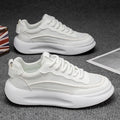 Men's 2025 new mesh breathable white sneakers - trendy, versatile low-top shoes with thick soles for height increase, comfortable casual shoes