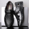 Special big salenew arrivalmen leather sandals summer breathable leather shoes middle-aged and elderly soft bottom dad hole shoes cut out