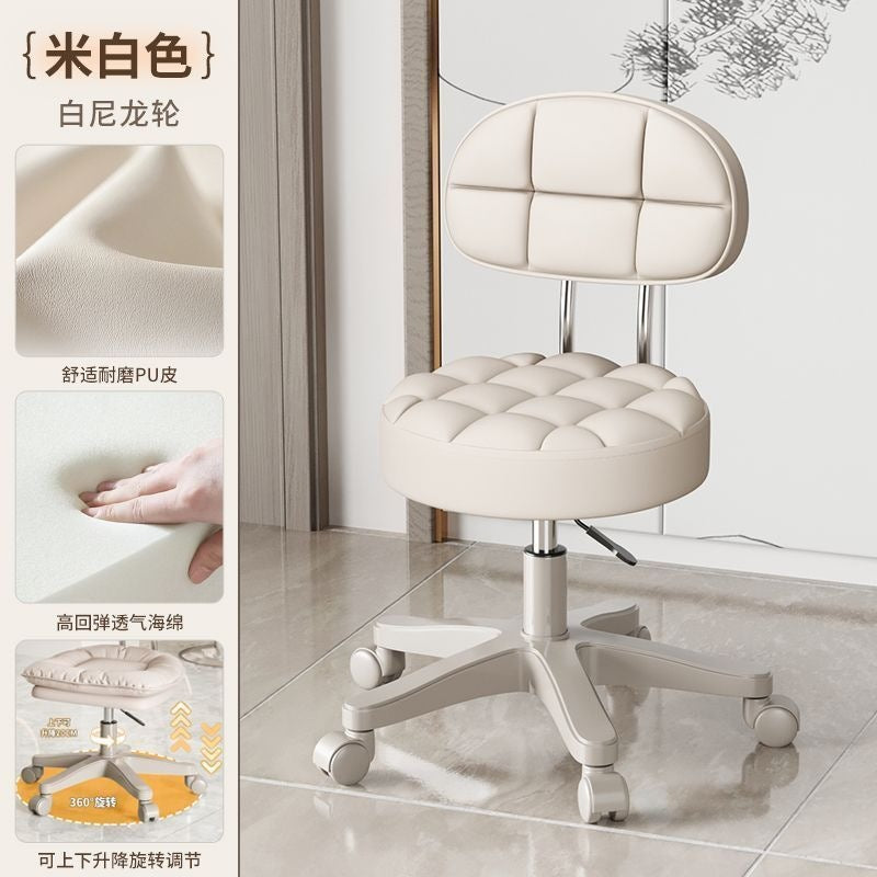 Professional salon stool - adjustable height, swivel, and rolling - ideal for hairdressers, estheticians, and nail technicians