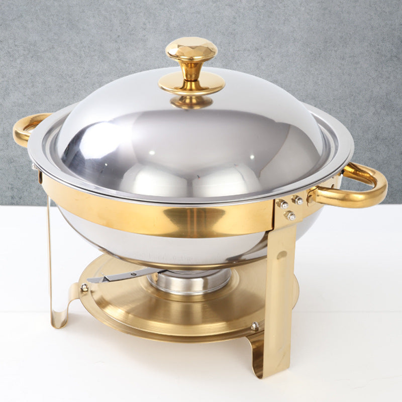 5qt stainless steel gold round furnace insulation buffet furnace suitchafingdishbuffetsetcross-border