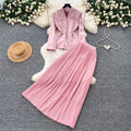 French chic v-neck embroidered jacket & high-waisted pleated skirt set - slimming, elegant, and stylish two-piece outfit for spring and autumn