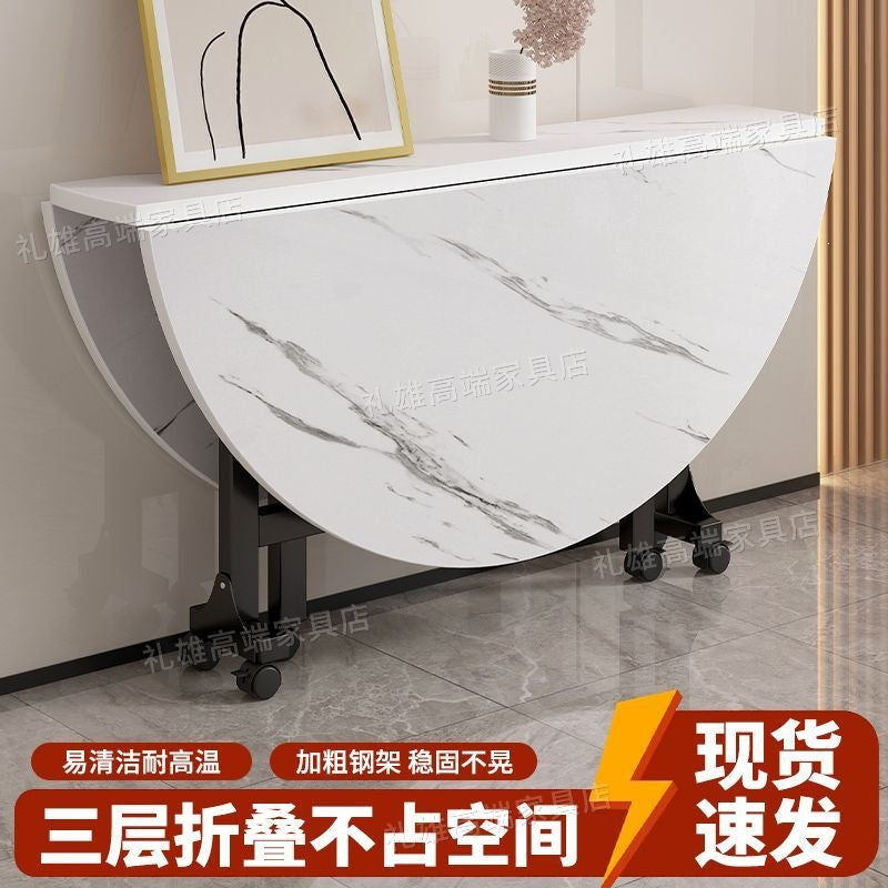 Foldable dining table - large round table for living room, multi-functional home dining table, collapsible simple small apartment round dining table