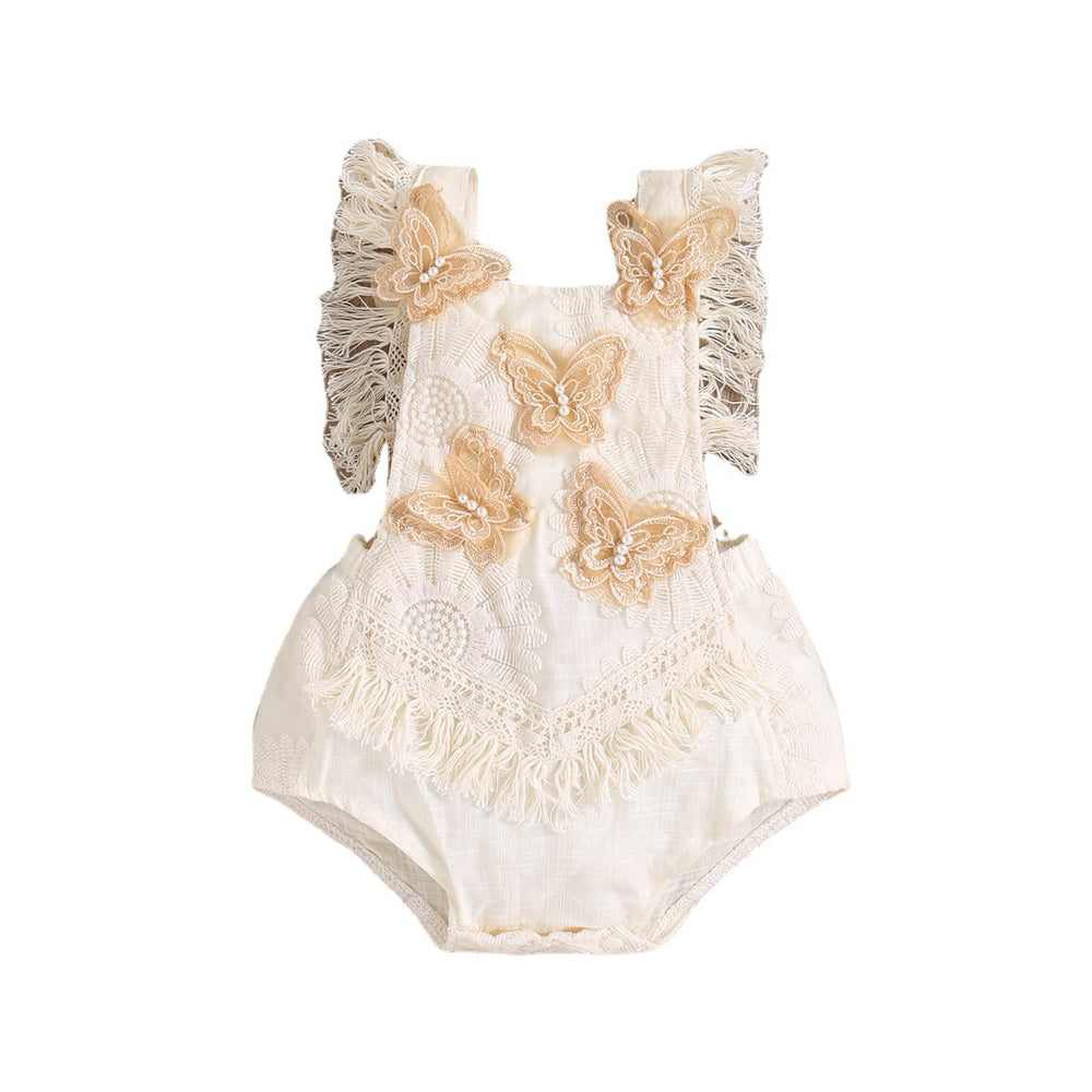 Wholesale european and american style cross-border new children's clothing short climbing lace mesh lace embroidered beaded pearl climbing jumpsuit