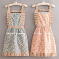 Apron female kitchen for home anti-fouling and stain-resistant work cute k-style princess floral waistband new arrival canvas