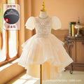 Wholesale girls' formal dress - summer style, train, bubble sleeves, high-end, piano recital, runway, chic & elegant dress