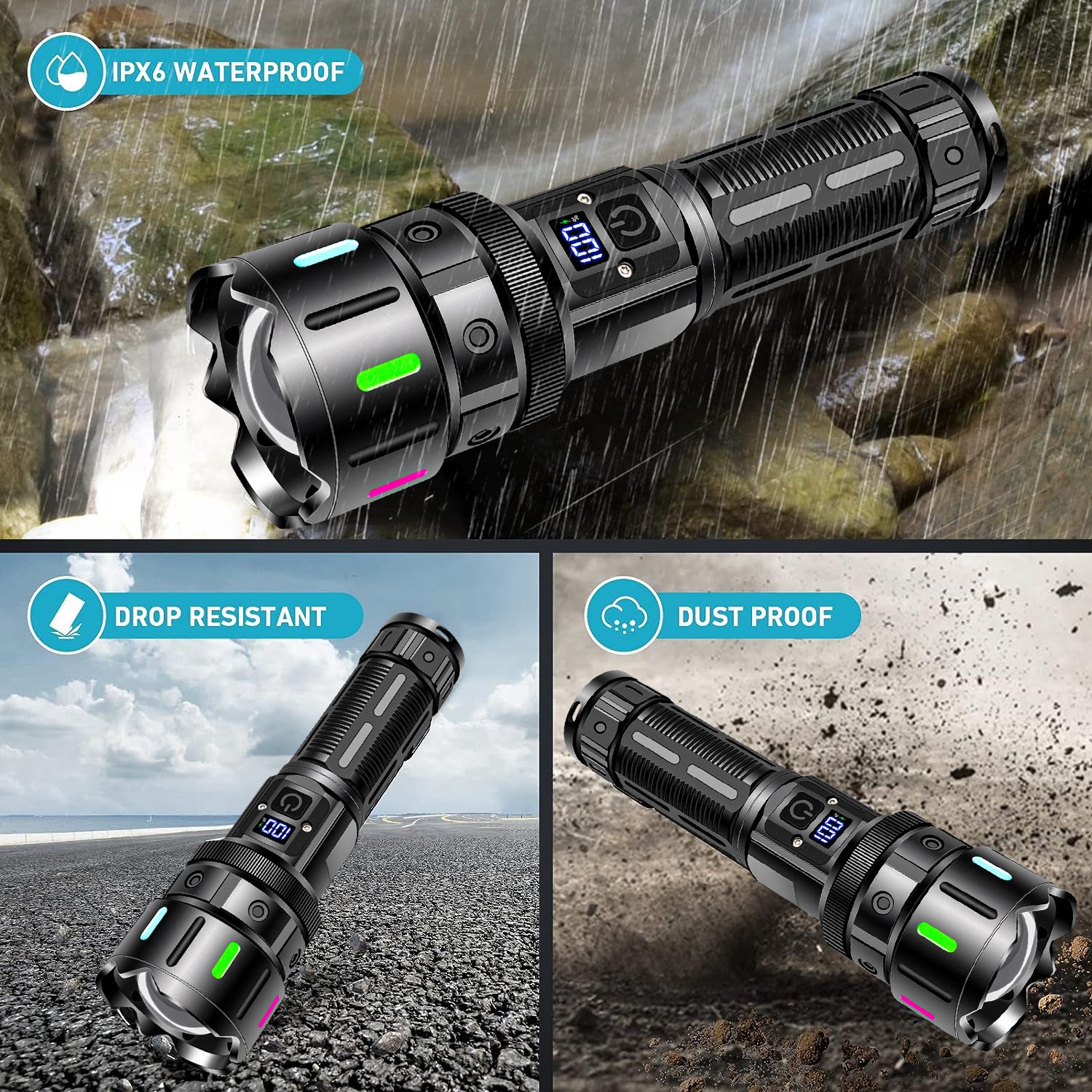 Cross-border long battery life strong light flashlight rechargeable outdoor convenient emergency lighting zoom long-range tactical flashlight