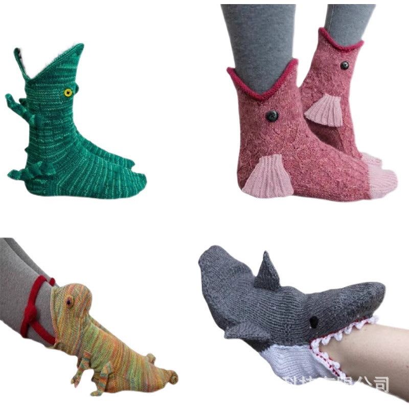 best sellingknit crocodile socks christmas knitting crocodile socks knitting creative knee socks animal socks