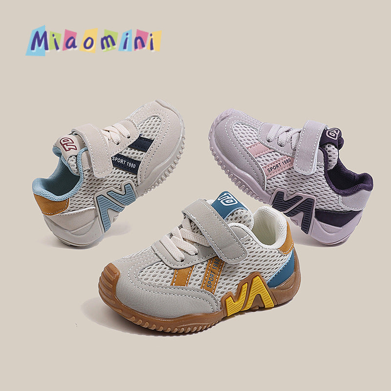 spring collection soft-soled boys' running shoes, breathable mesh german army trainers, kids' athletic shoes, girls' shoes, ages 1-6