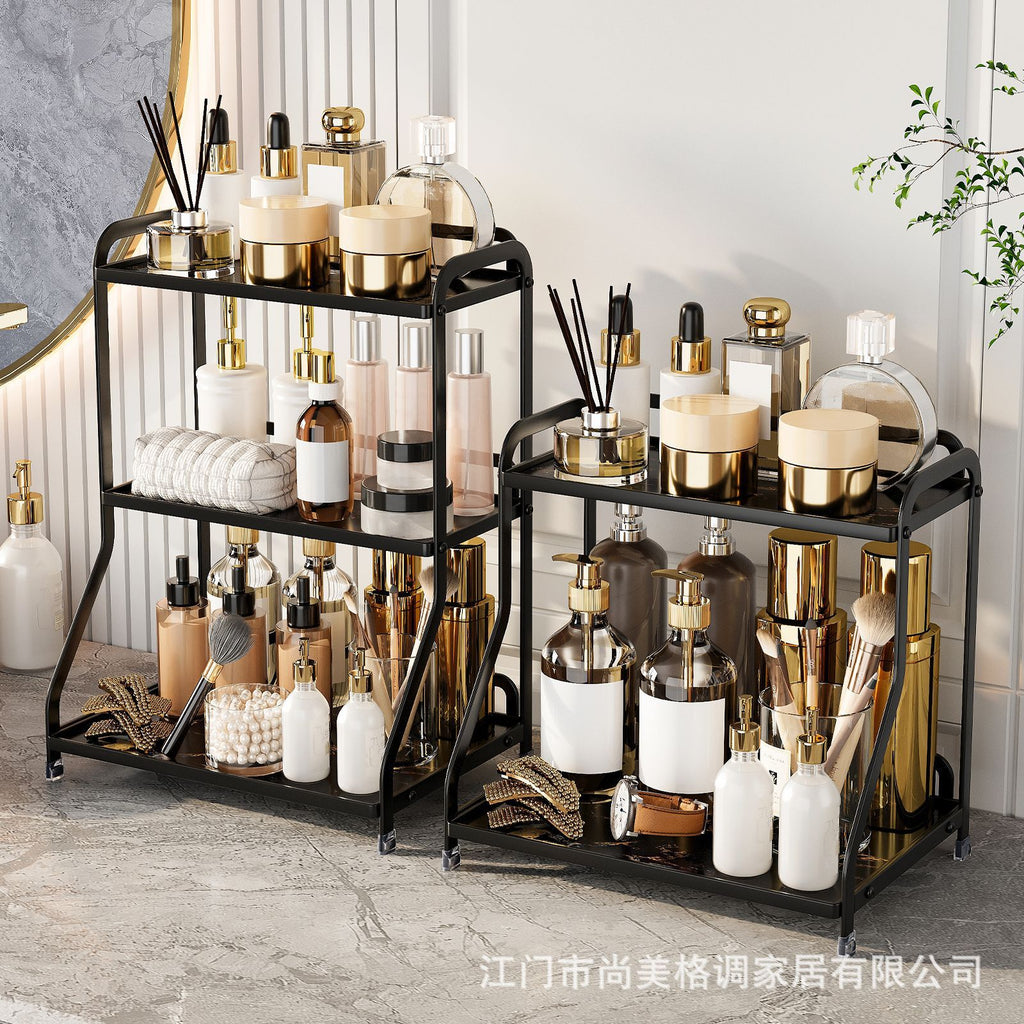Cross-border cosmetics storage rack, stone pattern desktop skin care product shelf, bathroom dresser, perfume storage box.