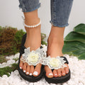 summernew arrival herringbone flower thick sole round toe slip-on lightweight plaideasiest for match beach sandals and slippers dropshipping
