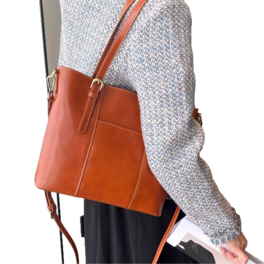Large genuine leather women's bag 2025 new trendy fashion large capacity cowhide crossbody bag women's handbag tote shoulder bag