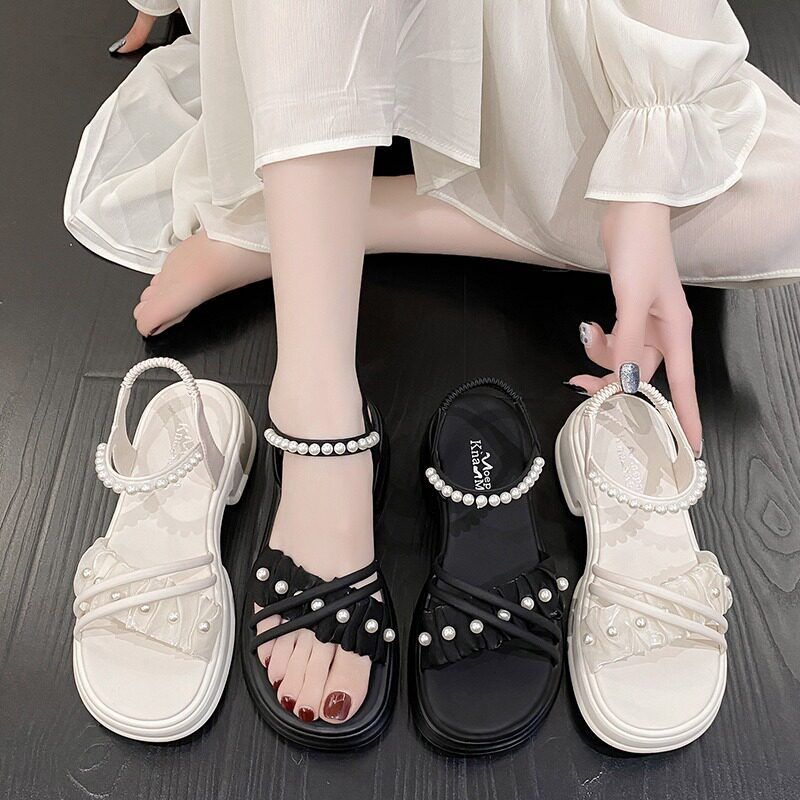 Girls' sandals: new summer  collection - trendy pearl-embellished princess sandals for girls, soft sole, stylish and popular for students (sizes for mid-to-large children)