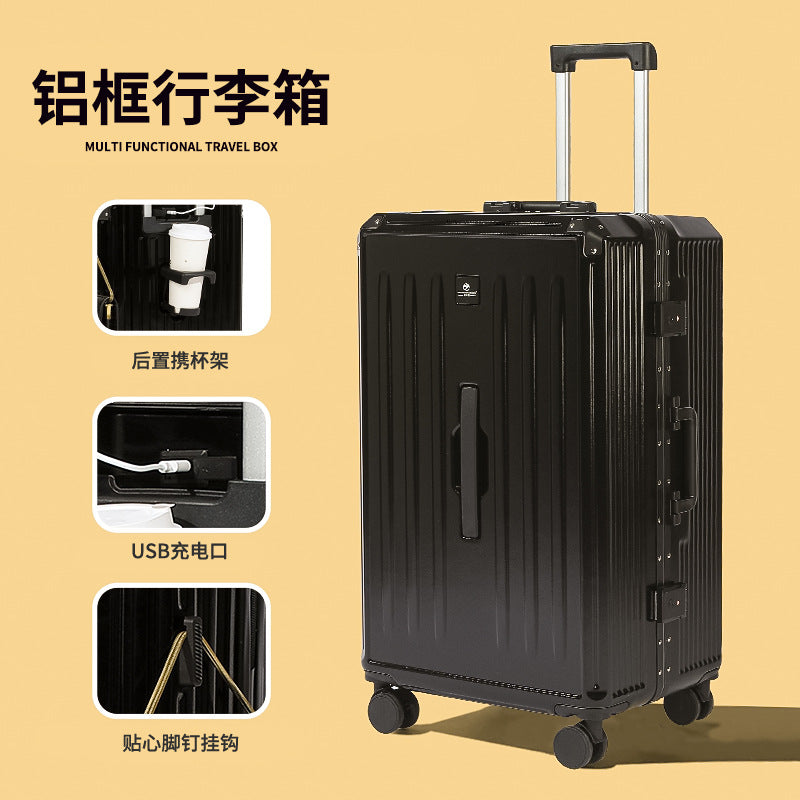 Luggage women's trolley case 2023 new 20-inch 24 silent universal wheel aluminum frame pc travel password box