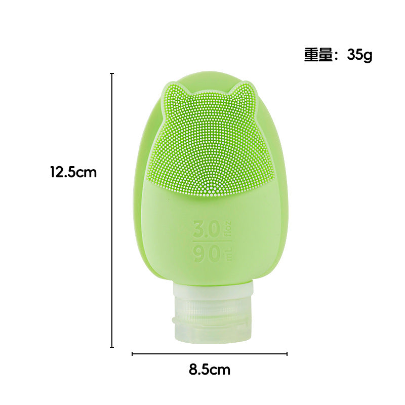 Silicone travel bottle set - shampoo, body wash, cosmetic lotion - travel size squeeze & pump dispenser toiletry bag