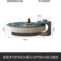 Italian light luxury crystal stone coffee table - modern minimalist home creative stainless steel microcrystalline stone oval/small round coffee table